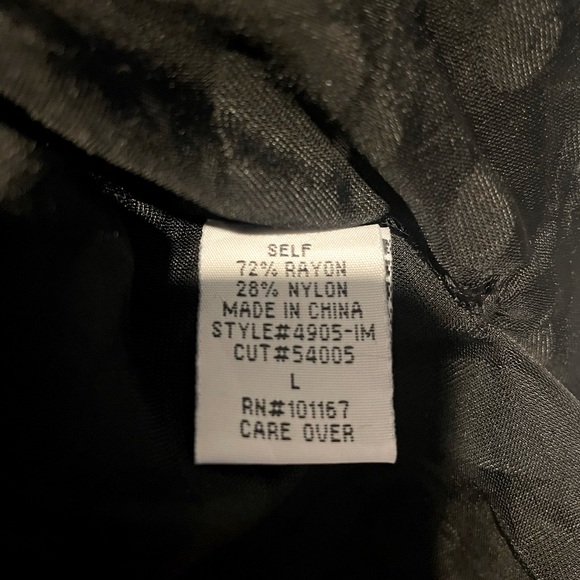 Black on black paisley patterned blouse, sheer fabric, draped sleeves Women’s L - Picture 5 of 7